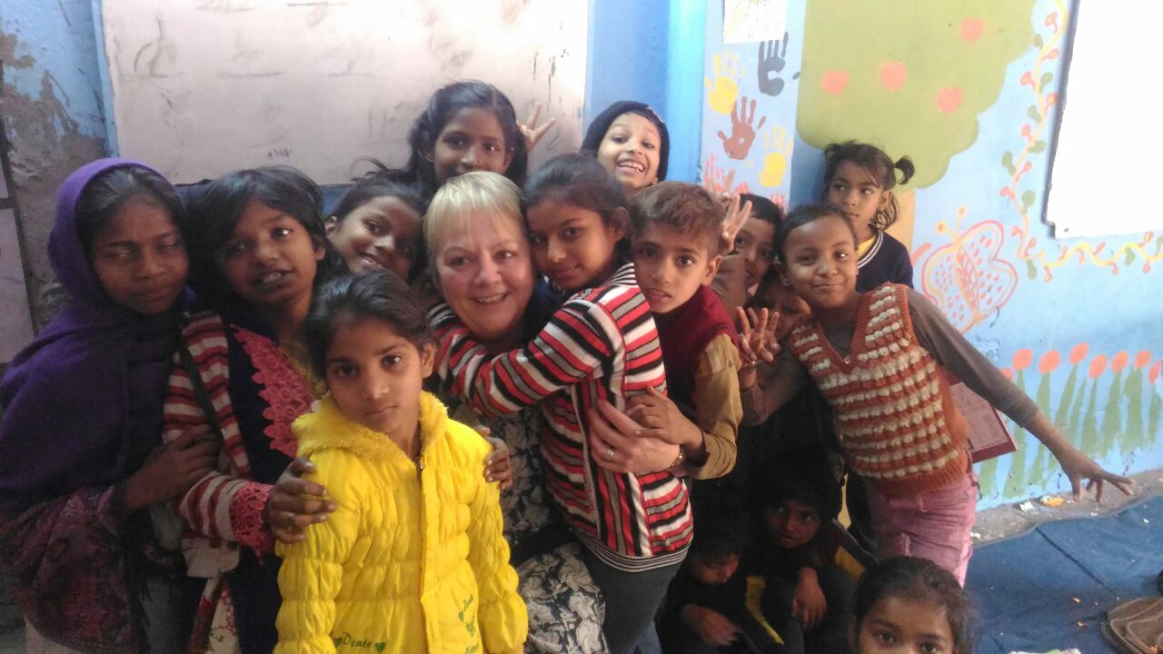 Diane Cane while volunteering in India